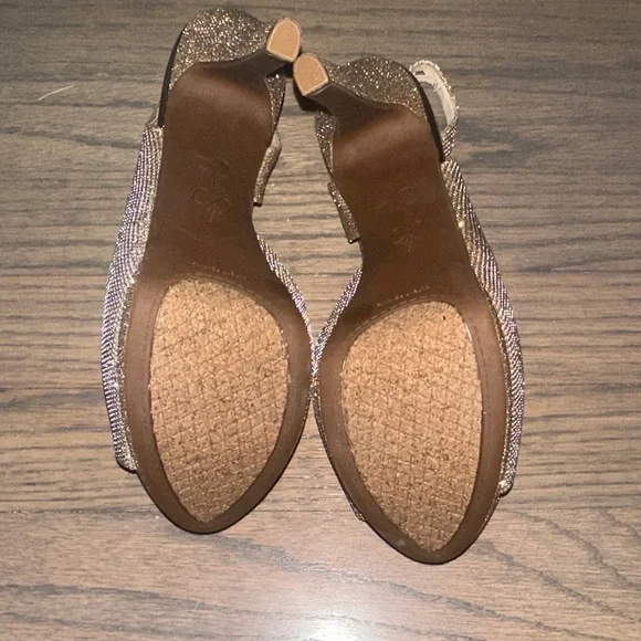Jessica Simpson Sparkle Gold Slingback Heels - Picture 10 of 12